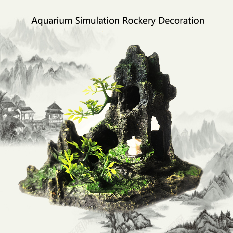 Aquarium Fish Games - Reçine Akvaryum Döşeli Dağ Dekorasyon Yapay